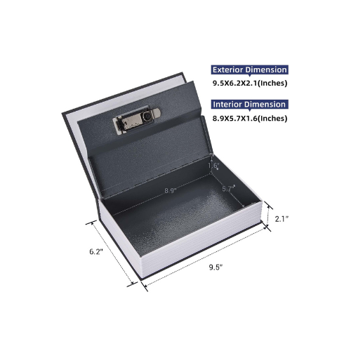 Book Safe Metal Locker Box with Lock and Key-Blue