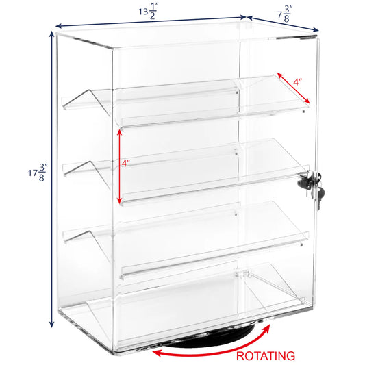 Rotating Eyewear/Accessories Lockable Acrylic Display Case With Lock