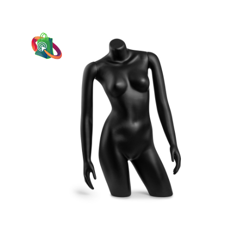 Female 3/4 Body Mannequin with Removable Arms - Black