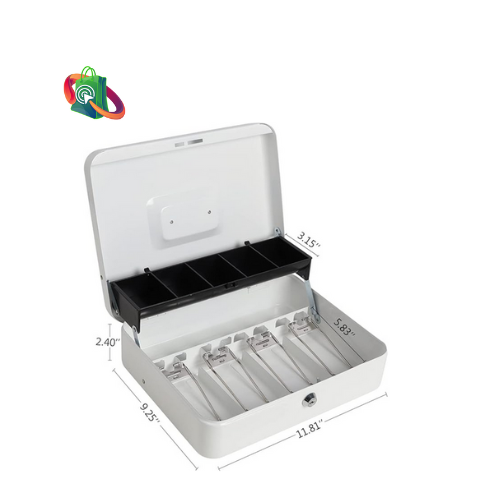 Cash Box with Tray - White