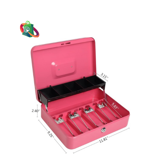 Cash Box with Tray - Pink