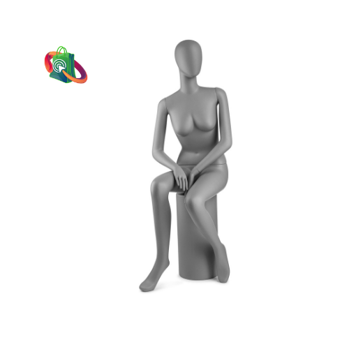 Female Full Body Mannequin in Sitting Pose -Grey ( Including the stool)