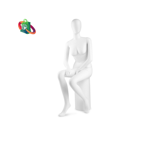 Female Full Body Mannequin in Sitting Pose -White ( Including the stool)