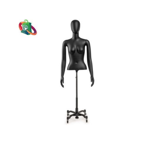 Female Torso Mannequin with Removable Arms and Stand -Black