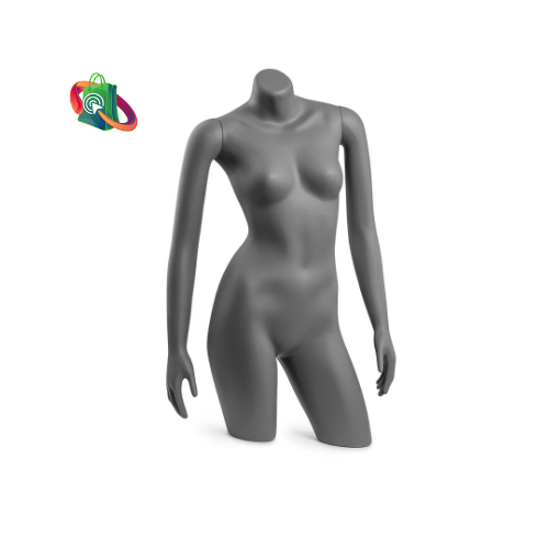 Female 3/4 Body Mannequin with Removable Arms - Grey