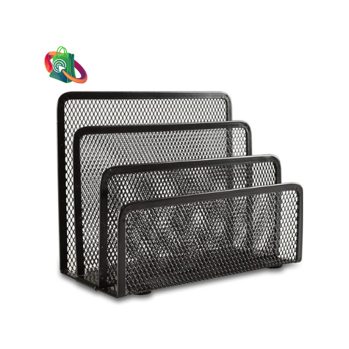 Metal 3 Tier Mesh Metal Desk Rack Organizer File Rack Letter A4 Papers Documents Holder Desk Organizer for Office, Home (Black)