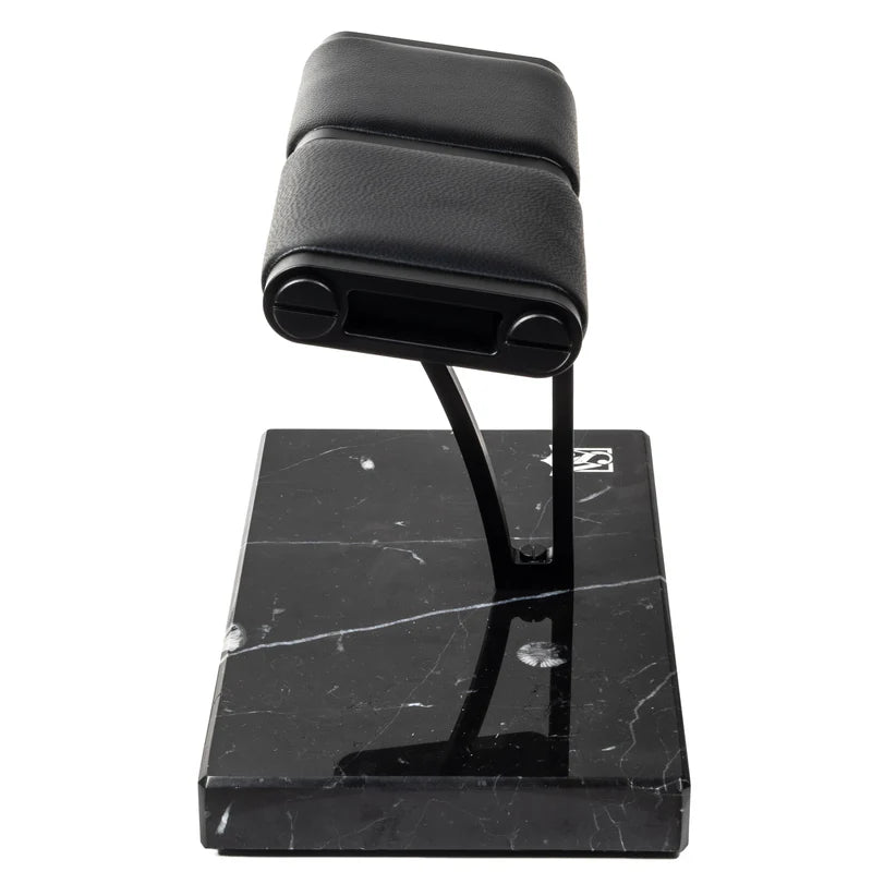 Elegance Watch Stand (v) - Double (Black Marble, Black Metal & Black Leather)