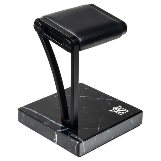 Elegance Watch Stand (V)- Single (Black Marble, Black Metal & Black Leather)